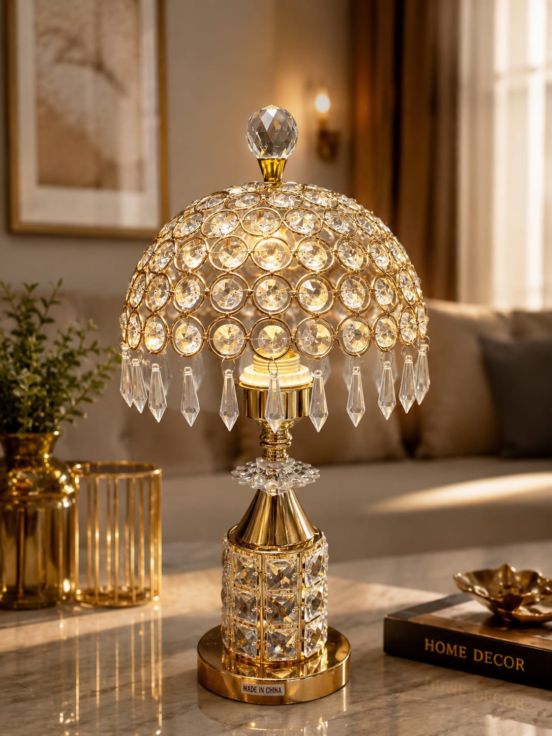 Royal Crystal Dome Lamp (Golden Colour)
